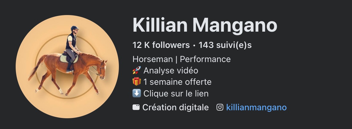 Capture de la page Facebook de Killian : 12 K followers